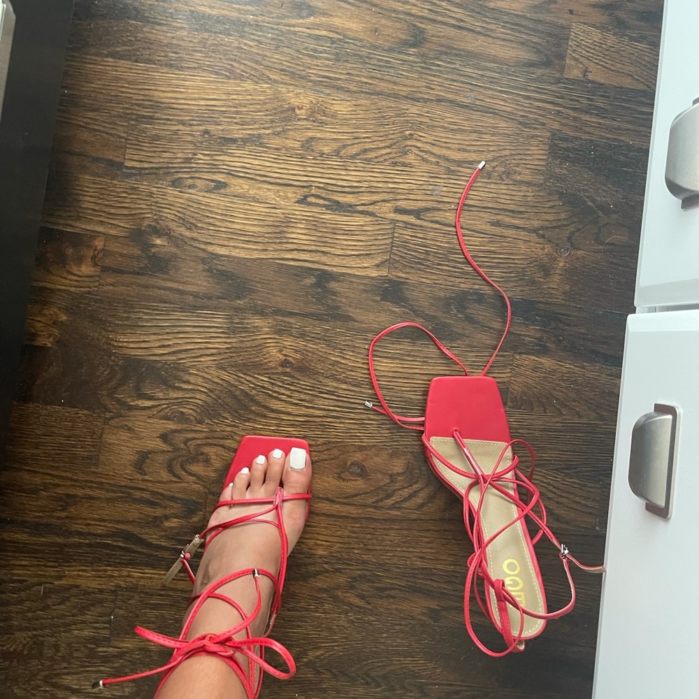 High red wrap around heels